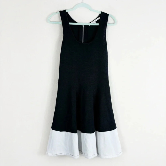 Rachel Roy Boy Meets Girl Jersey A-line Black & White Sleeveless Dress sz M - Picture 1 of 10